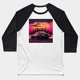 Cyberpunk sunset road trip Baseball T-Shirt